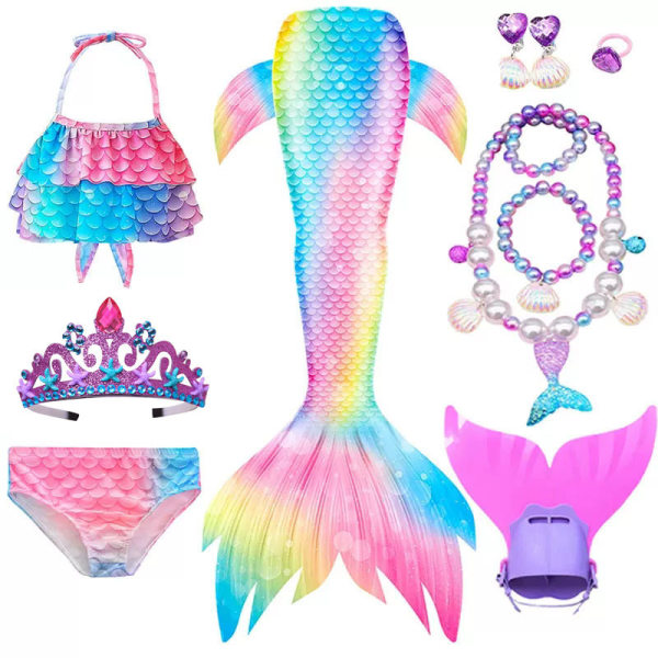Sjöjungfru-svans Badkläder med Monofin Flickor Pojkar Badkläder Bikini Set style2 110cm