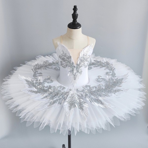 Jente-skjørt-trikoer Swan Dance Opptre Kostymer White 130cm