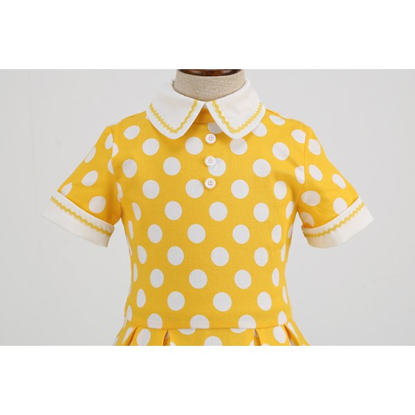 Tyttöjen lyhythihainen vintage-kukallinen 50-luvun polkadot-mekko Red XL