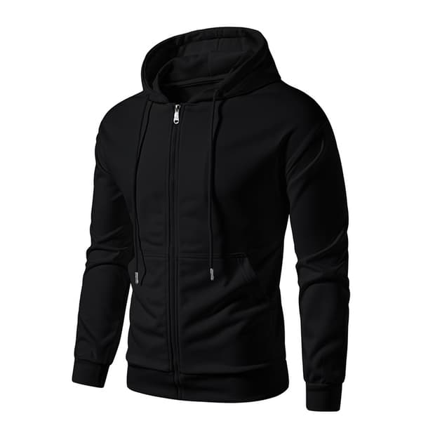 Fleecehettegenser med full glidelås for menn Black S