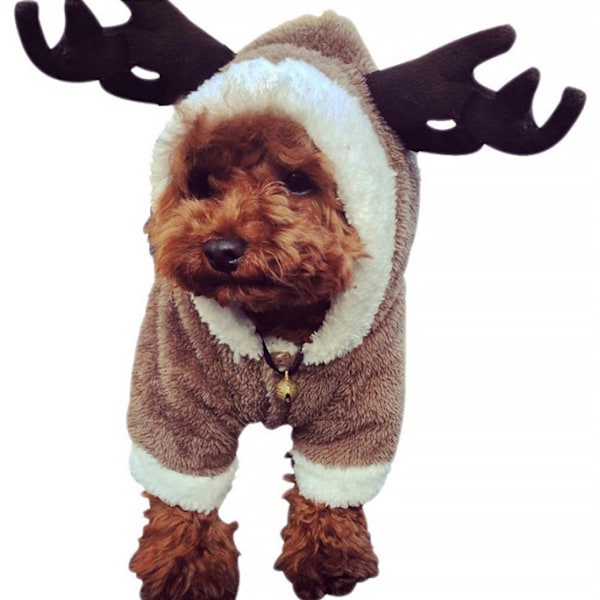 Pet Rendeer Cosplay Halloween Jul Älgdräkt XS