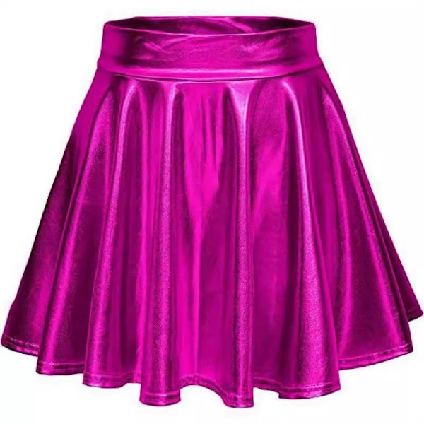 Dam Ledig Mode Utsvängd Plisserad A-Linje Cirkel Skaterkjol Rose Red M