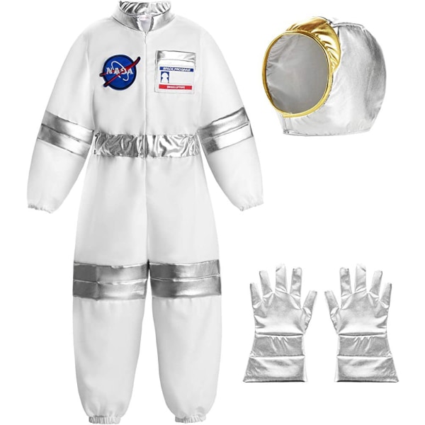 Astronautdräkt för barn, Astronauthjälm, Rymddräkt, Halloweendräkt White