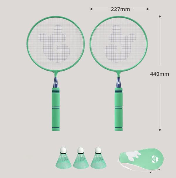 Badmintonracket för barn med badmintonbollar Green