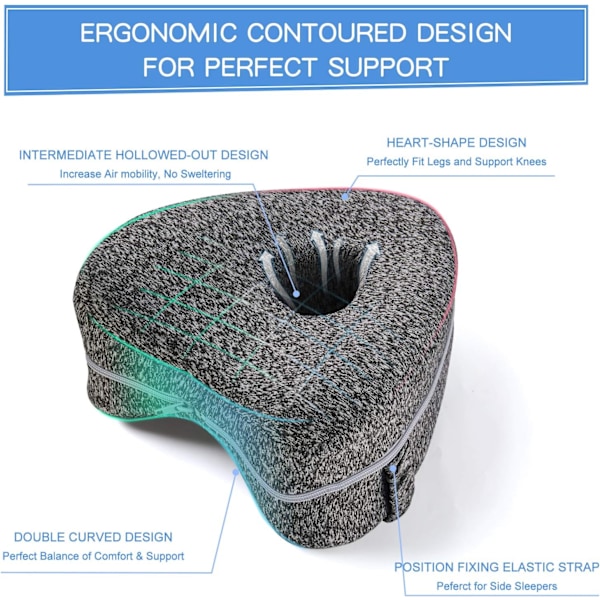 Benkudde Ergonomisk sovkuddar på sidan Memory Foam Knäkudde Grey