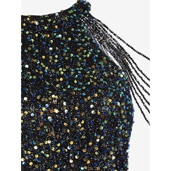 Sexy Off Shoulder Sequin Aftenkjole til Kvinder Black L