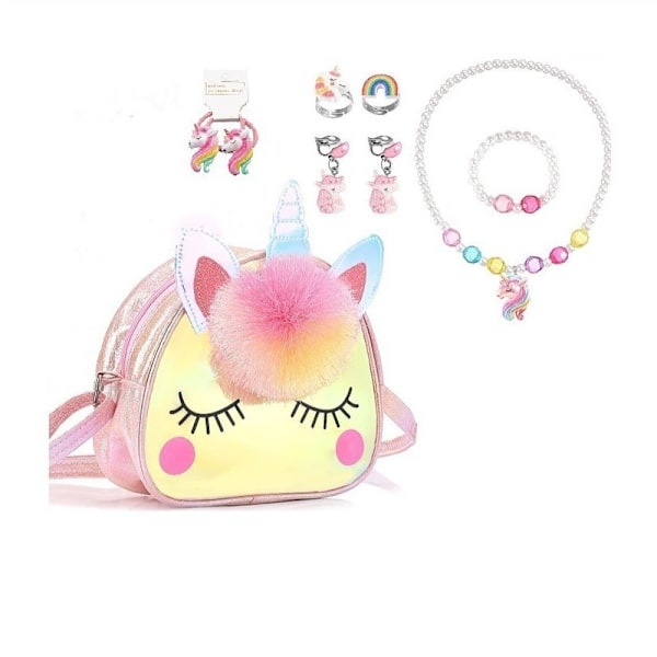 Lille Pige Punge Toddler Crossbody Punge Plys Unicorn Punge 9PCS-2