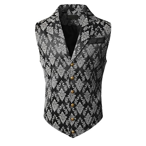 Herrar Victorian Väst Steampunk Gotisk Väst Black M