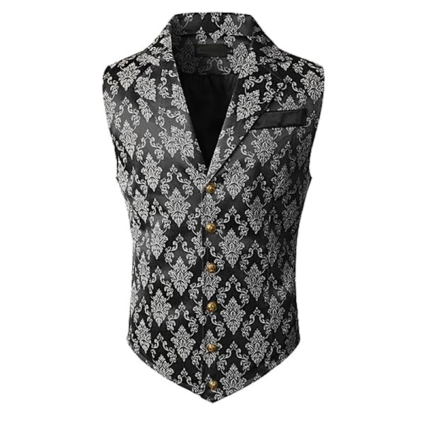 Miesten Victorian-tyylisen puvun liivi Steampunk Gothic Waistcoat Black XL