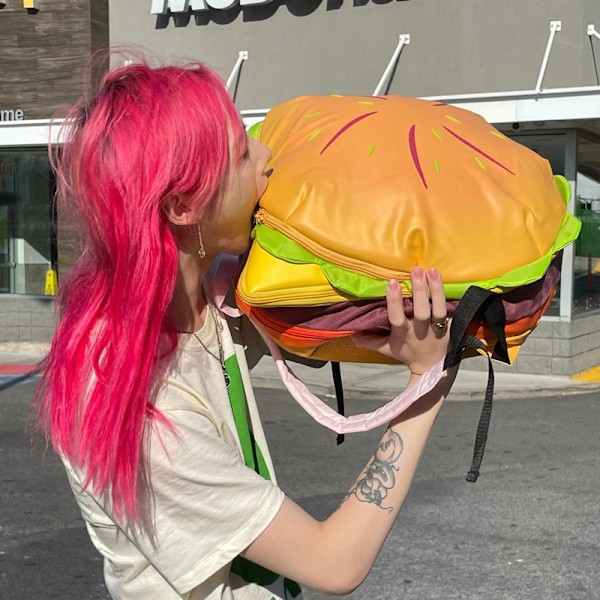 Cheeseburger Ryggsäck Rolig Y2k Söt Hamburger Axelväska