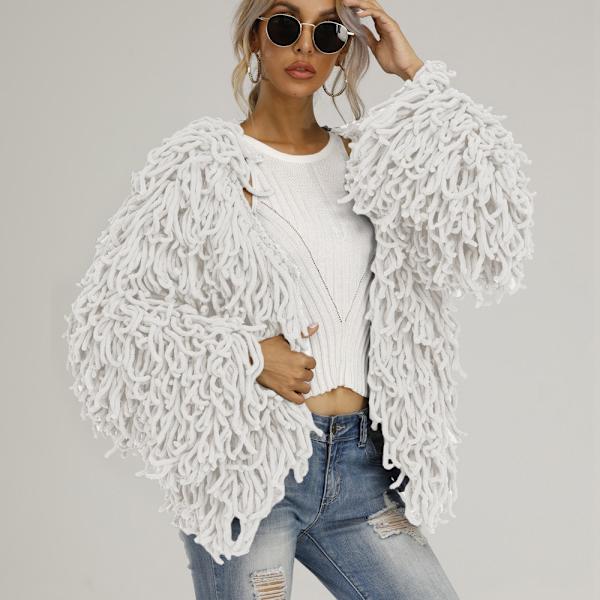 Plush Kjoljacka för Kvinnor Höst och Vinter White XL