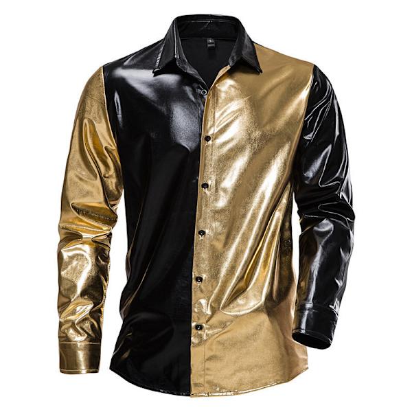 Herrarnas Långärmad Patchworkjacka med Pailletter Golden XXL