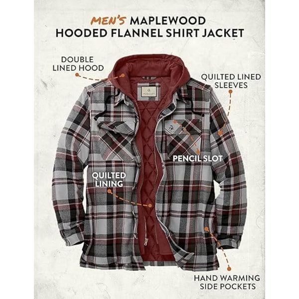 Mænds Maplewood Hooded Skjortejakke Red 3XL