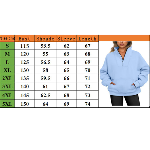 Dame Halv Zip Sweatshirt Casual Langærmet Stående Krave Trøje GREEN M