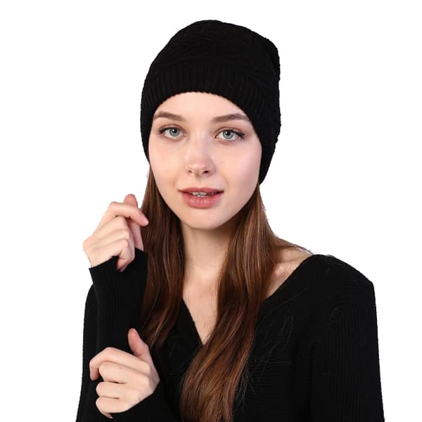 USB uppvärmd halsduk stickad mössa black