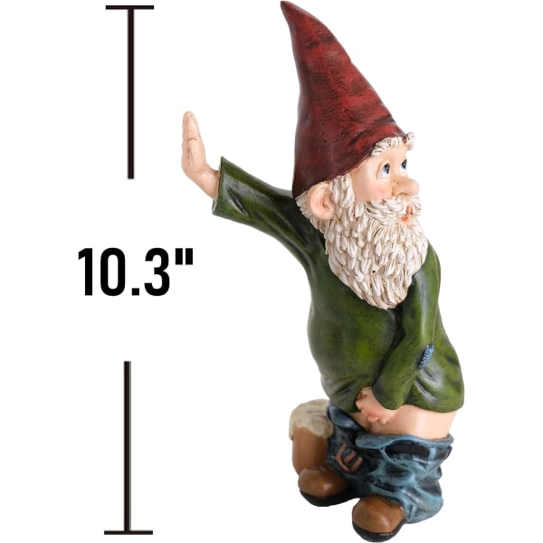 Gnome-patsas - 10,3 tuuman korkea polyhartsi - Willy virtsaava puutarhan gnome 10cm