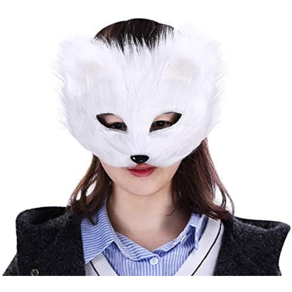 Halloween Fox Mask Cosplay Kostym Fox Half Face Masks WHITE