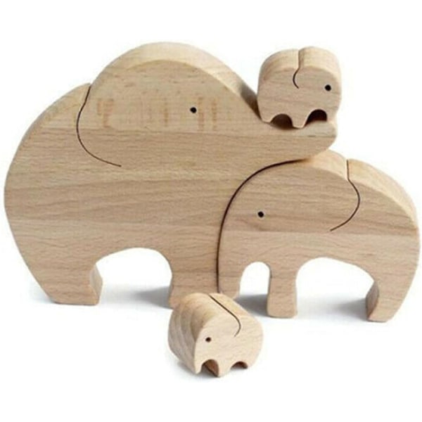 1 Set Trä Elephant Family Ornament 1 Set