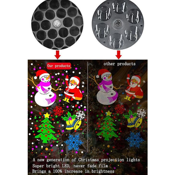 Julbelysningsprojektor med 16 Mönsterbilder LED-projektionslampa