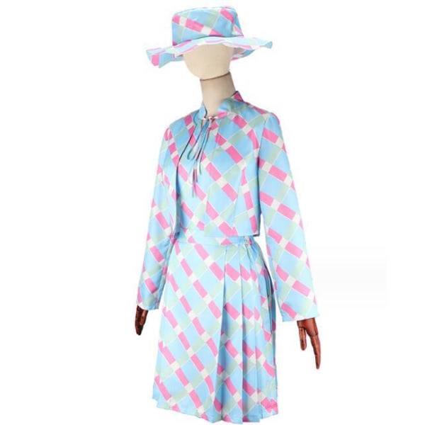 Barbi blårandig klänning med fri hatt XL