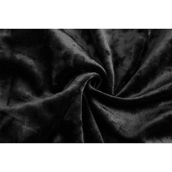 Herrar Långärmad Sammet Skjorta Knapp Ned Krage Hals Blus Topp Black M