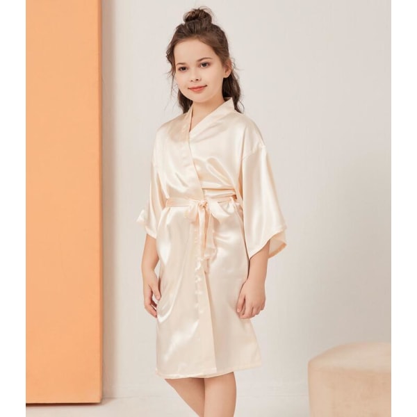 3-14 år Satin Silk Barn Morgonrock Girl Kimono Badrockar champagne 8