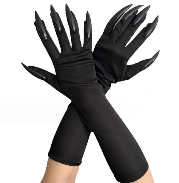 Svarte Katteklo-Hanske Halloween Tilbehørshansker Black