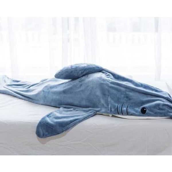 Facecloth Shark Sovsäck i ett stycke för vuxna Blue XL