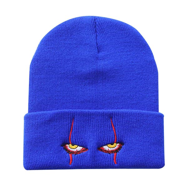 Mode stickad lös skrämmande clownögon stickad mössa Blue