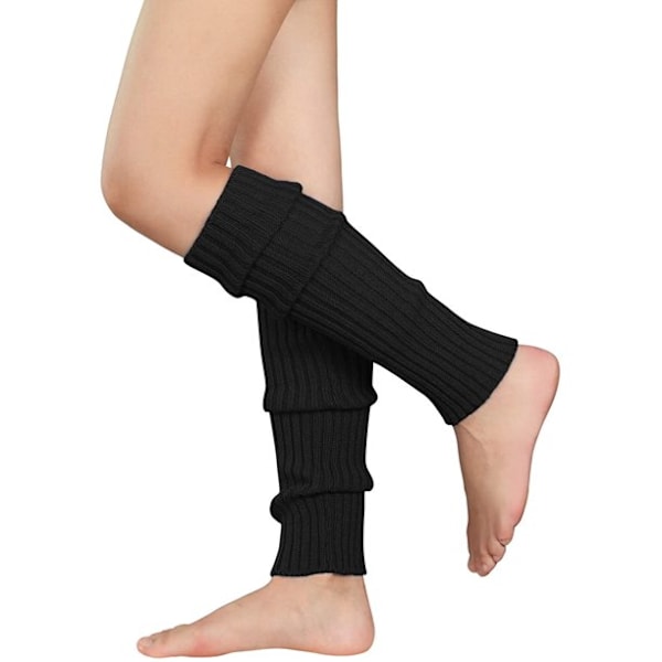Damernas Mode Benvärmare 80-tals Ribbade Stickade Benvärmare Black
