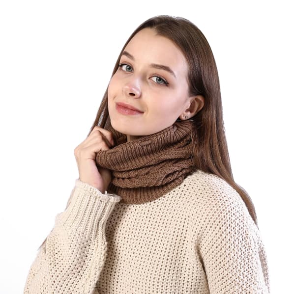USB uppvärmd halsduk stickad mössa Khaki