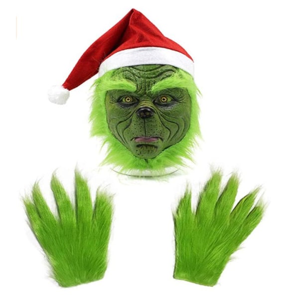 Christmas Green Thief Monster Mask och handskar