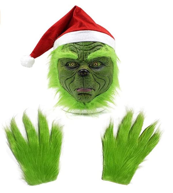 Julgrön Tjuvmonster Mask och Handskar