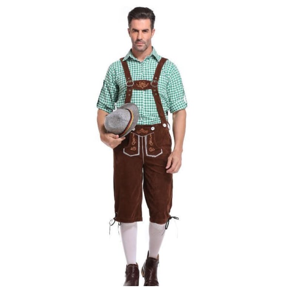 Oktoberfest- set för män med grå hatt Green Brown M