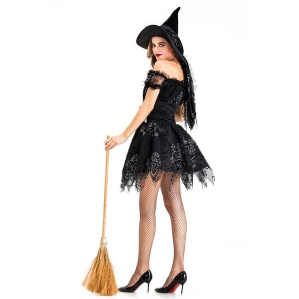 Halloween Black Witch Costume Vuxen rollspelsdräkt S