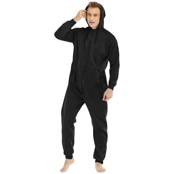 Förtjockad tröja för män i ett stycke hemkläder black M