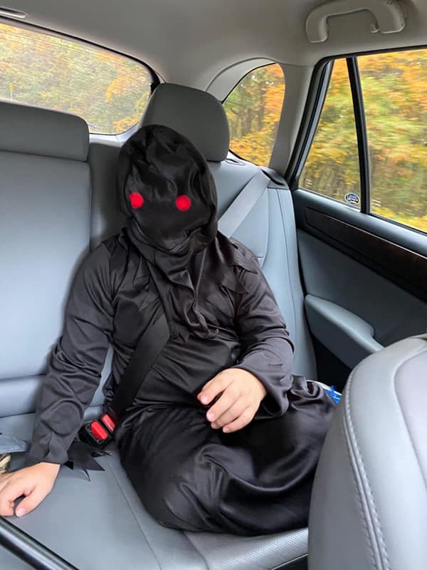 Grim Reaper Halloween-kostym med lysande röda ögon XL