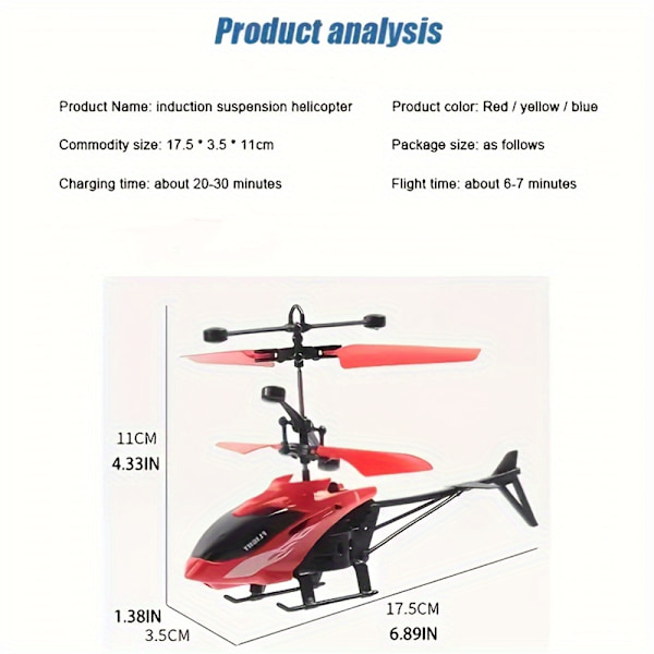 Fjärrstyrd Intelligent Induktionsstridshelikopter Flyg Leksak för Barn red