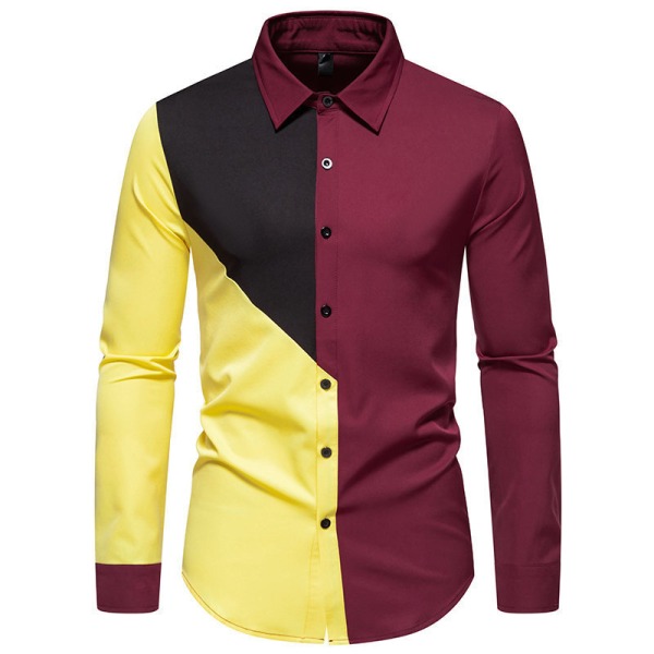 Businessskjorta för män med färgblockad skjorta Red S