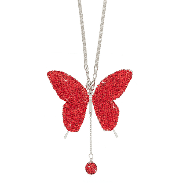 Bling Fjäril Diamant Biltillbehör för Kvinnor Red