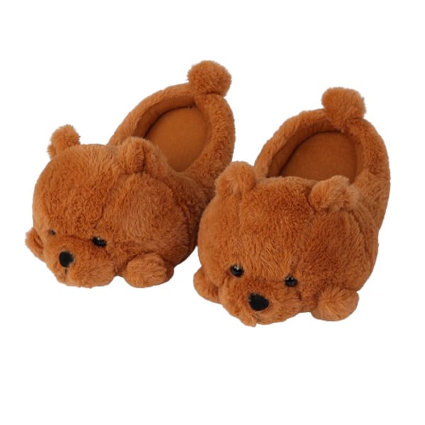 Teddy Bear Sød Plys Dyre Tøfler Sko Indendørs Hjem Soveværelse Tøfler Brown