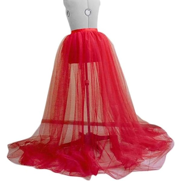 Kvinders Tulle Tutu Lange Skørter Bryllup Maxi Kjole Red