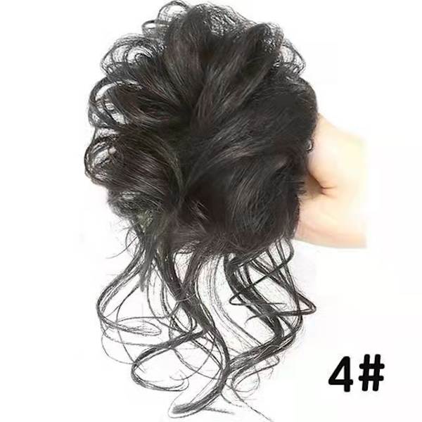 Messy Bun -hiuslisuke, Röpelöinen Updo -elastisella hiuslisukkeella black brown