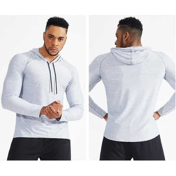 Långärmad Dry Fit Athletic Workout Löpartröjor för män Gray XL