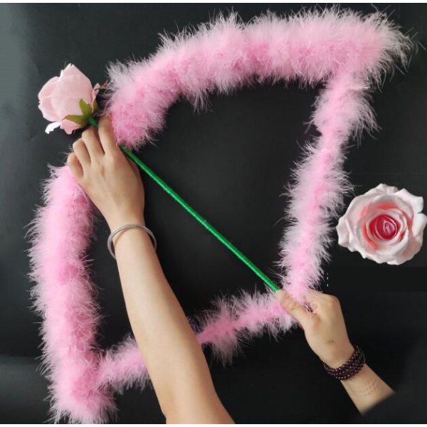 70CM White Feather Long Bow Photo Prop Pink Roses