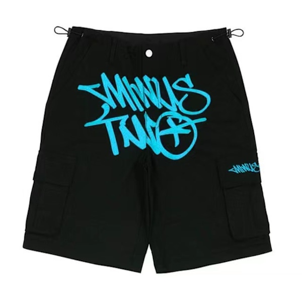 Mænds Trænings Shorts med Bogstavgrafisk Snøre og Lommer Black  Grey L