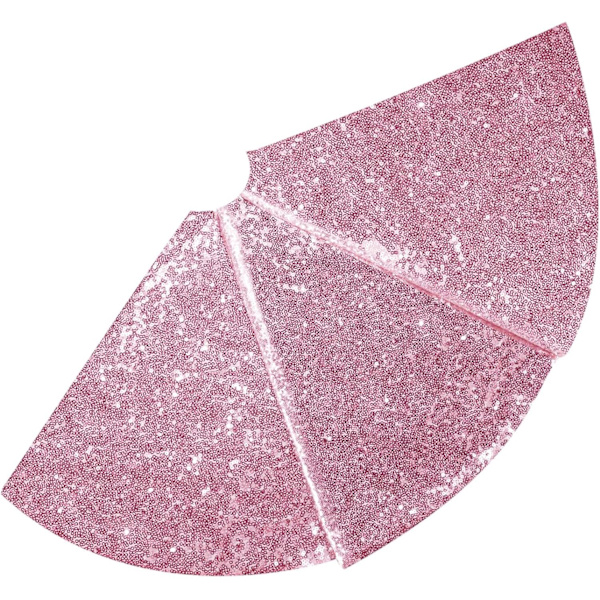 48 Tums Sequin Dubbel Trädbotten för Juldekorationer Pink