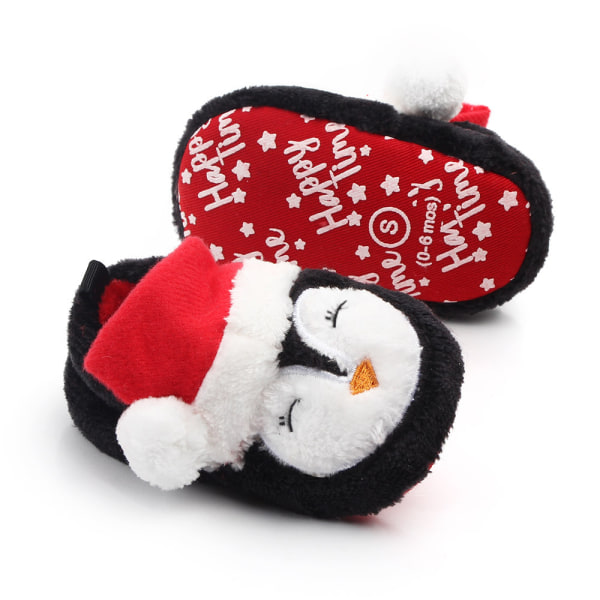 Vauvan tossut Pehmeät fleece-tossut vauvan kengät tarttuvalla pohjalla Christmas Penguin 12cm