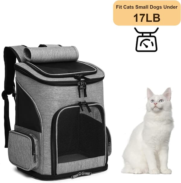 Cat Backpack Carrier Expanderbar Mesh Andningsbar ryggsäck Grey