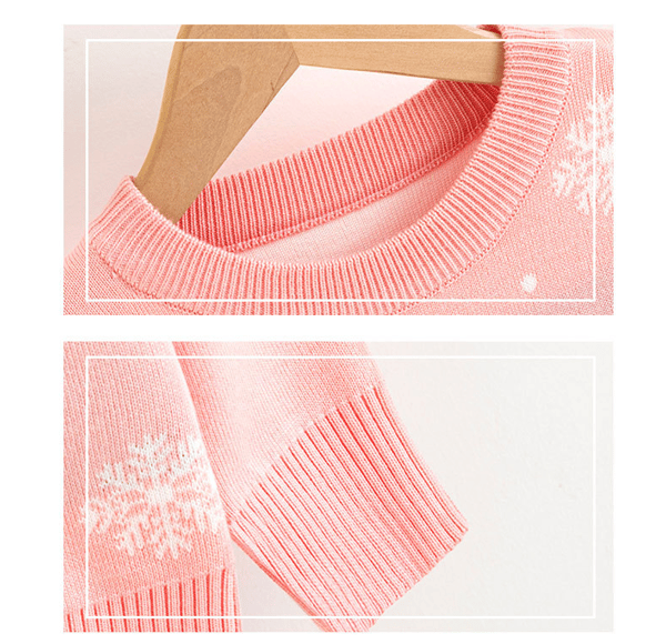 Kids Christmas Crew Neck Stickad Söt Pullover Pink 100